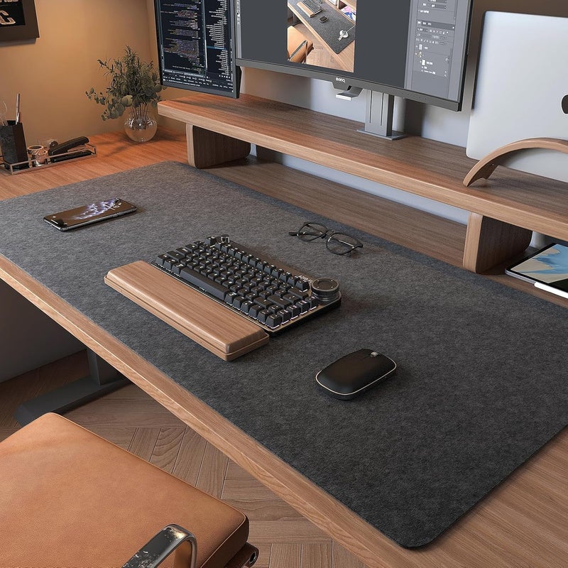 DAWNTREES Large Felt Desk Mat, 40''x16'' Full Desk Mouse Pad, Office Computer Desk Mat for Keyboard,100X40cm Felt Desktop Mat for Desk Pad Protector - Image 2